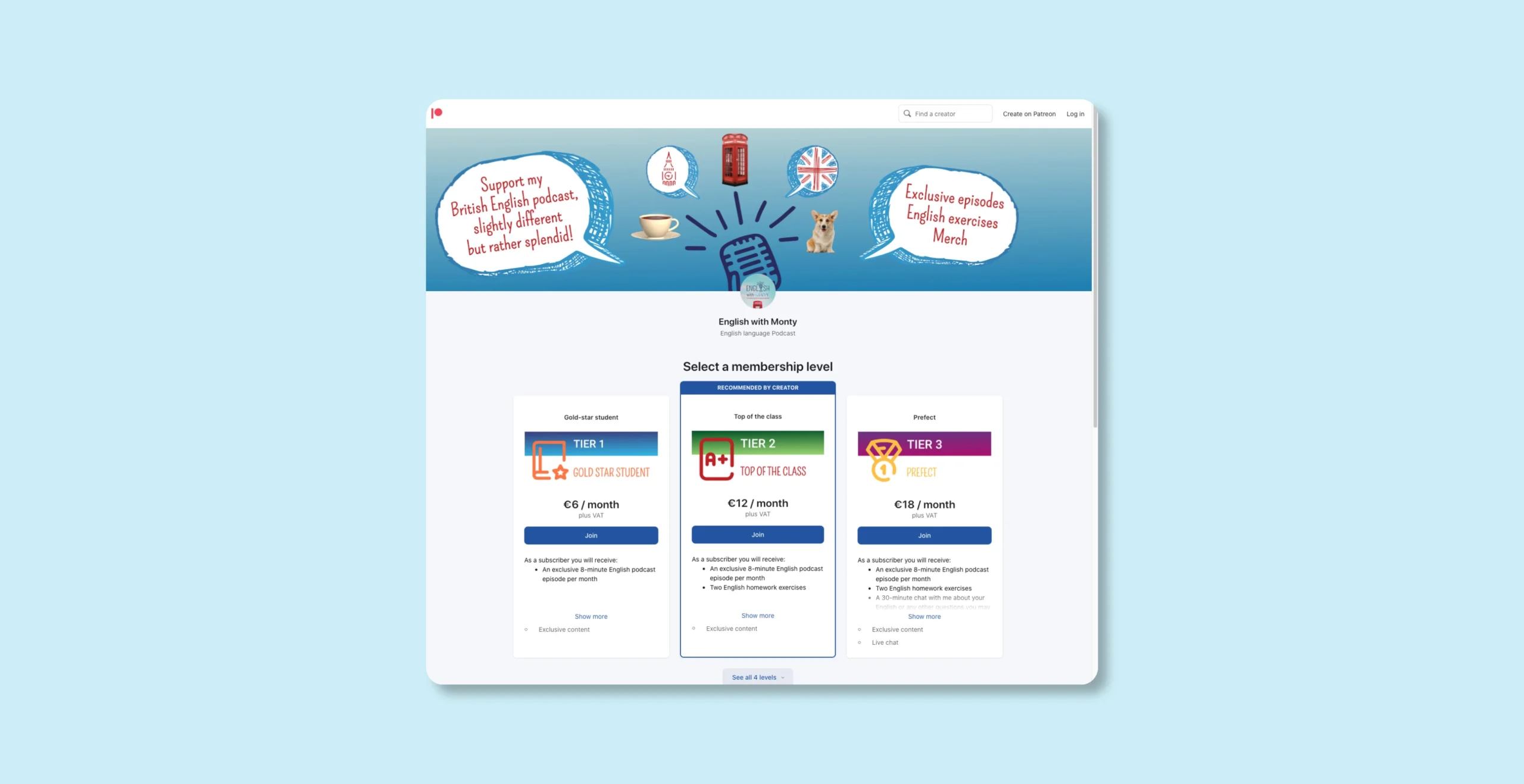 Monty - Patreon page